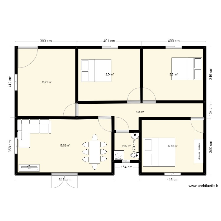 DRAFT LCD. Plan de 7 pièces et 83 m2