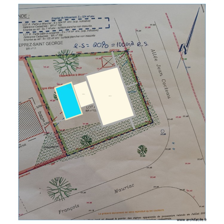 Projet HAUREUILS V1. Plan de 2 pièces et 127 m2