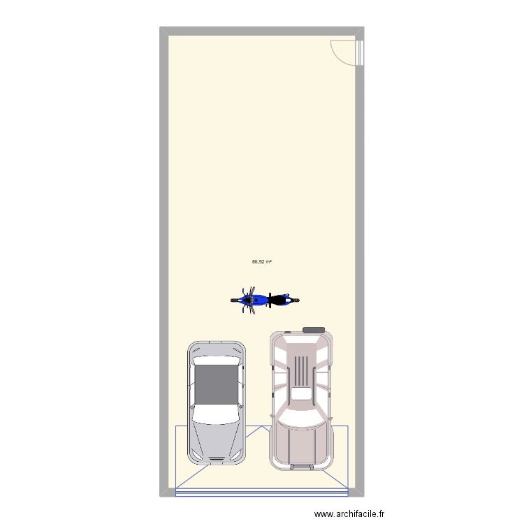 garage. Plan de 1 pièce et 87 m2