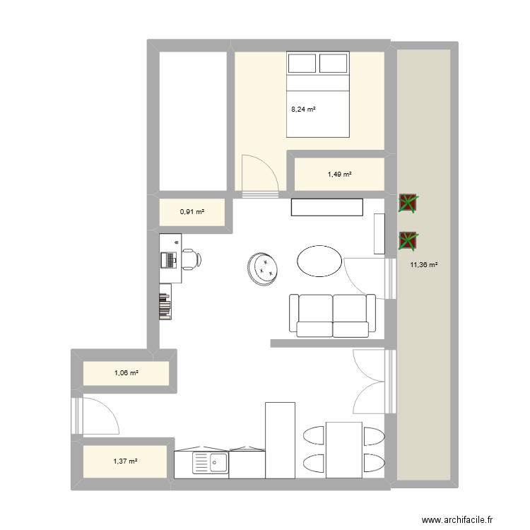 appart betton mezières. Plan de 6 pièces et 24 m2