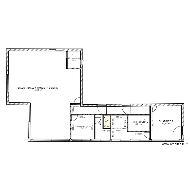 chantier sete. Plan de 7 pièces et 165 m2