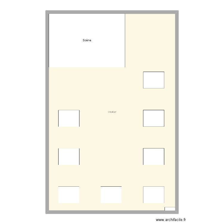 Salle des fêtes Verlhac. Plan de 1 pièce et 175 m2