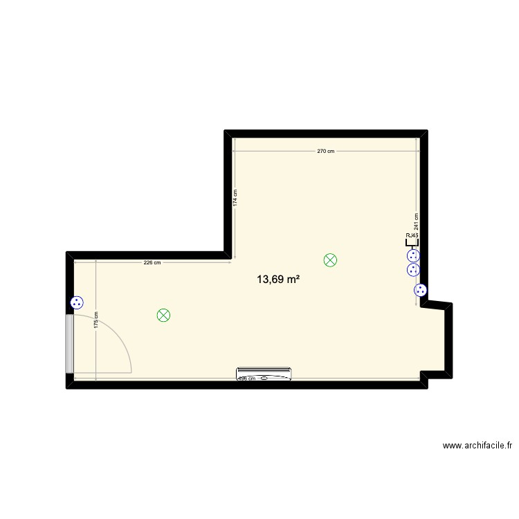 CABINET DUMONT SOLEIL. Plan de 1 pièce et 14 m2