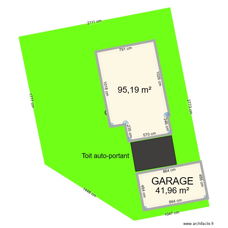 plan de masse toit. Plan de 2 pièces et 137 m2