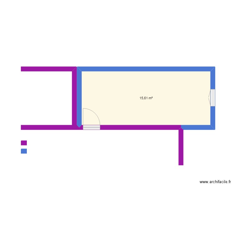 agrandissement . Plan de 1 pièce et 16 m2