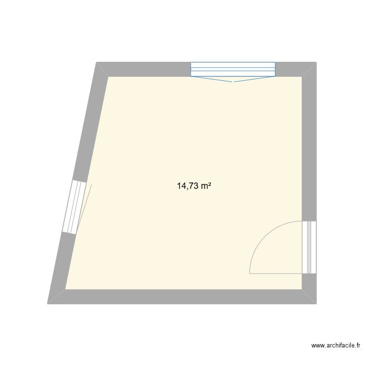 chambre. Plan de 1 pièce et 15 m2