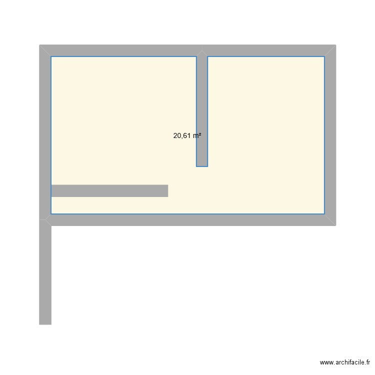 KLM. Plan de 1 pièce et 21 m2