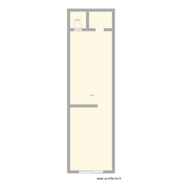 plan monptoptic sans mobilier. Plan de 2 pièces et 64 m2