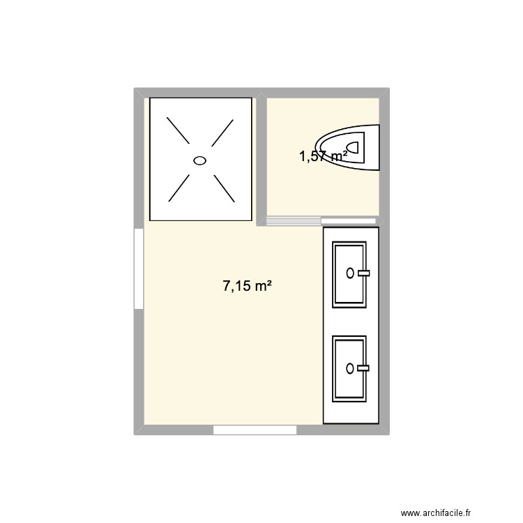 J & F WC. Plan de 2 pièces et 9 m2