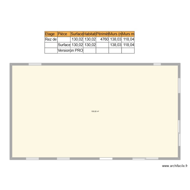 TEYSS étage. Plan de 1 pièce et 130 m2