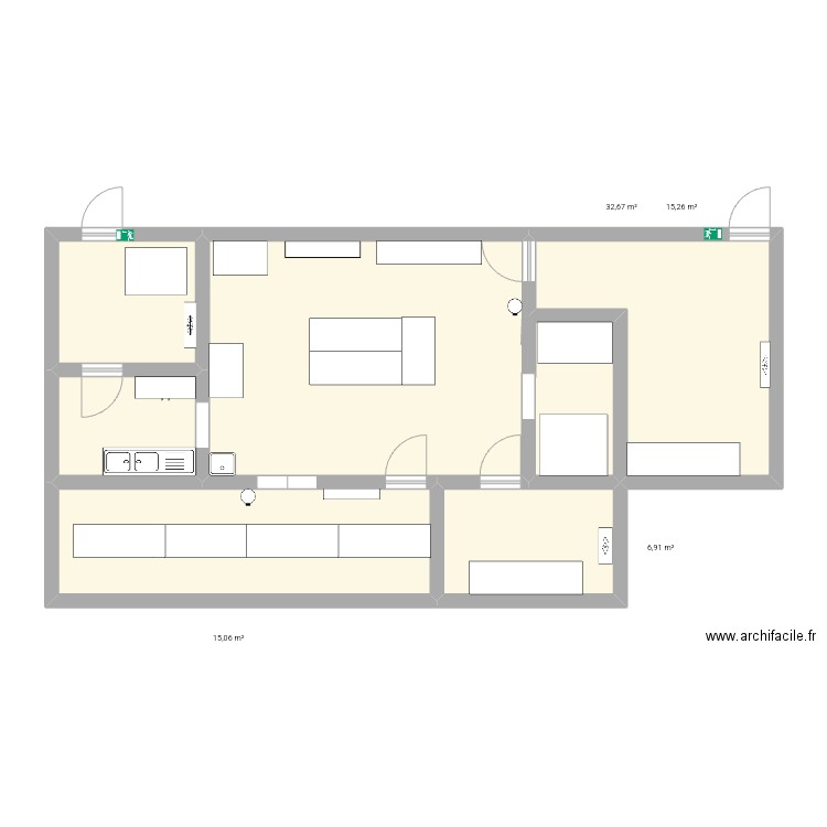 Boucherie inter . Plan de 6 pièces et 82 m2