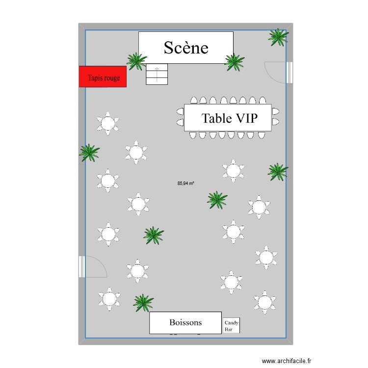 Salle Multiculturelle. Plan de 1 pièce et 86 m2