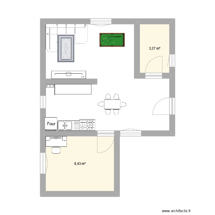 jsppp. Plan de 2 pièces et 12 m2