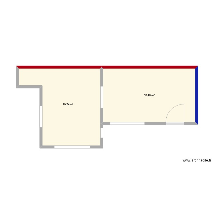 remise. Plan de 2 pièces et 33 m2