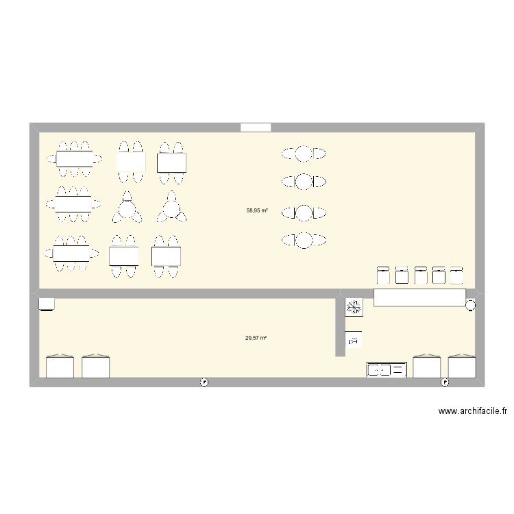 PLAN RESTO. Plan de 2 pièces et 89 m2