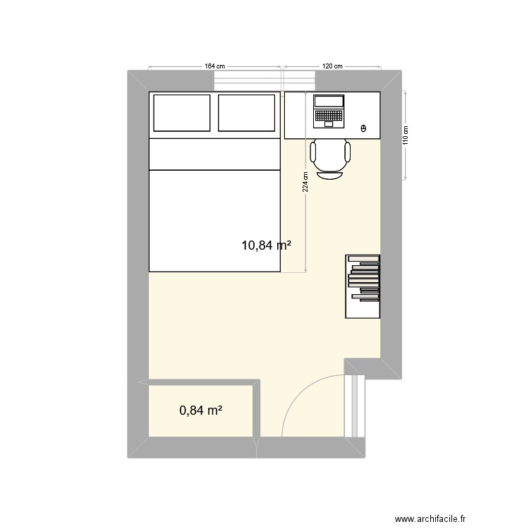 ChambreEthan1. Plan de 2 pièces et 12 m2