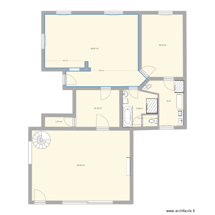 RDC Devant version 6. Plan de 7 pièces et 127 m2