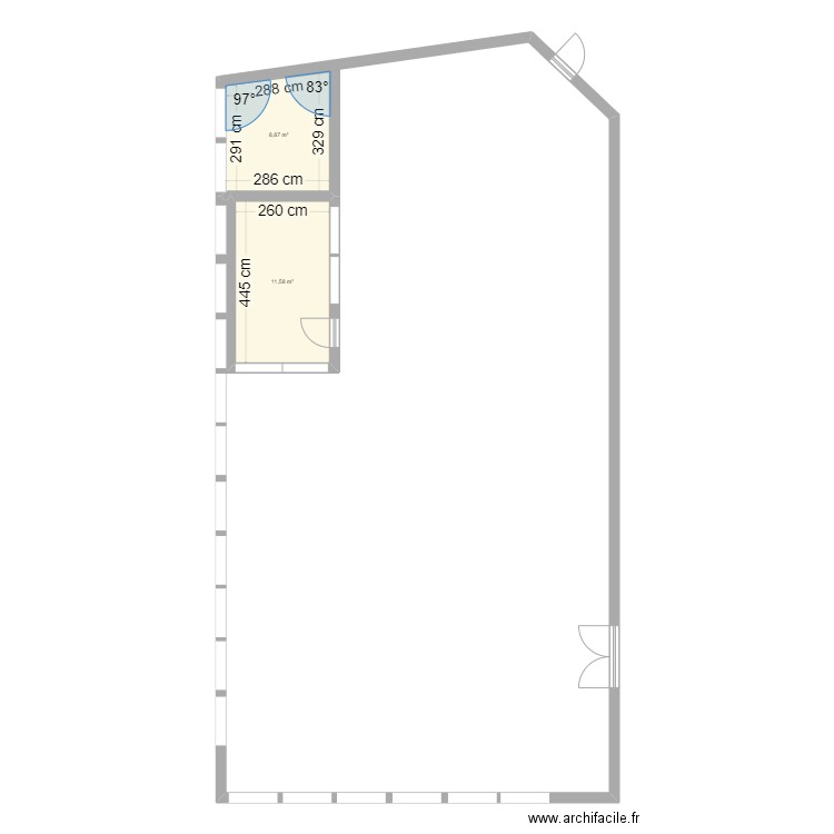 CDI. Plan de 2 pièces et 20 m2