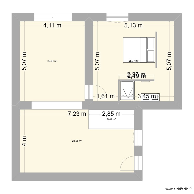 PLAN RDC V2. Plan de 4 pièces et 79 m2