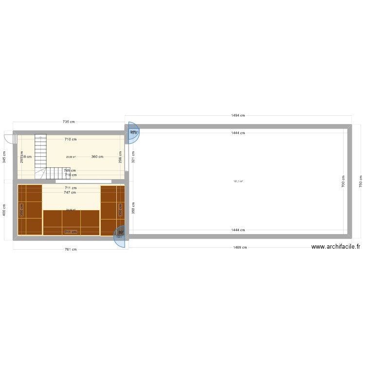 Spa des Oliviers actuel. Plan de 3 pièces et 147 m2