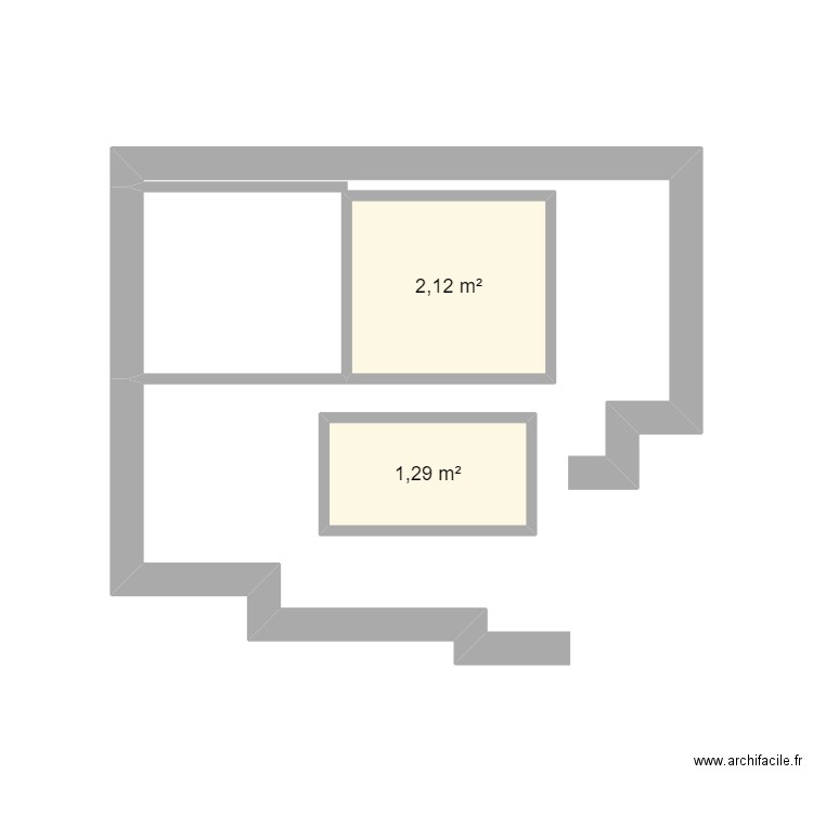 2 Piccioni Sacco. Plan de 2 pièces et 3 m2