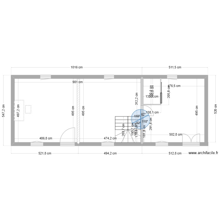 maison. Plan de 1 pièce et 47 m2