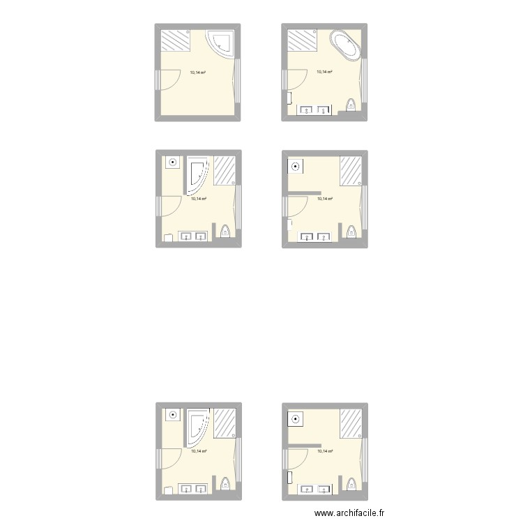 SDB2. Plan de 6 pièces et 61 m2