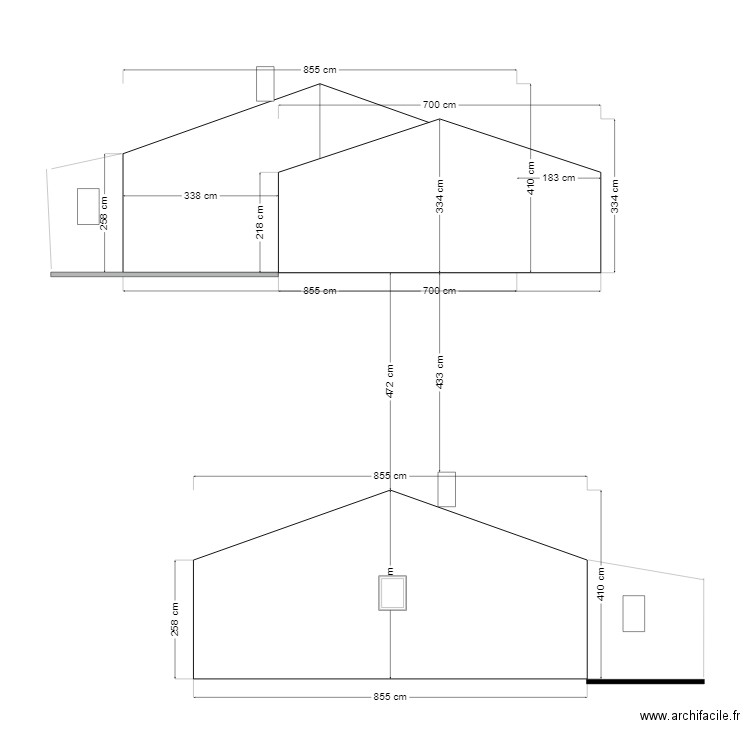 façade pignon garage. Plan de 0 pièce et 0 m2