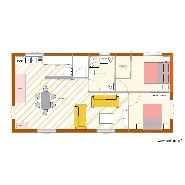 BEAUSOLEIL. Plan de 5 pièces et 62 m2