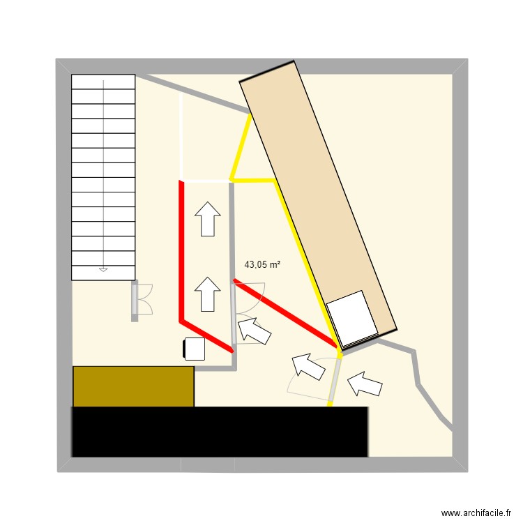 crush coaster sap. Plan de 1 pièce et 43 m2