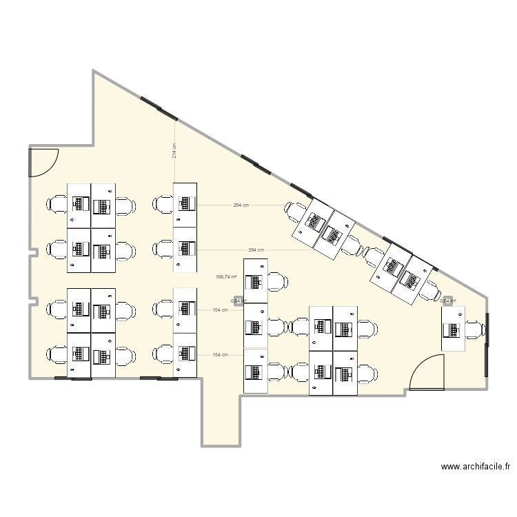 Proposition ADDI 3. Plan de 3 pièces et 107 m2