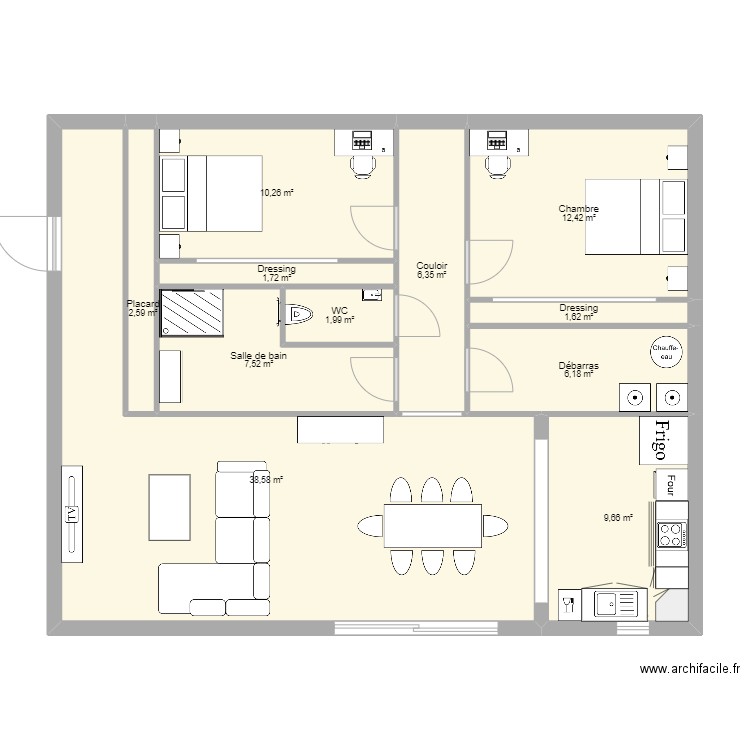 Projet Airbnb. Plan de 11 pièces et 99 m2