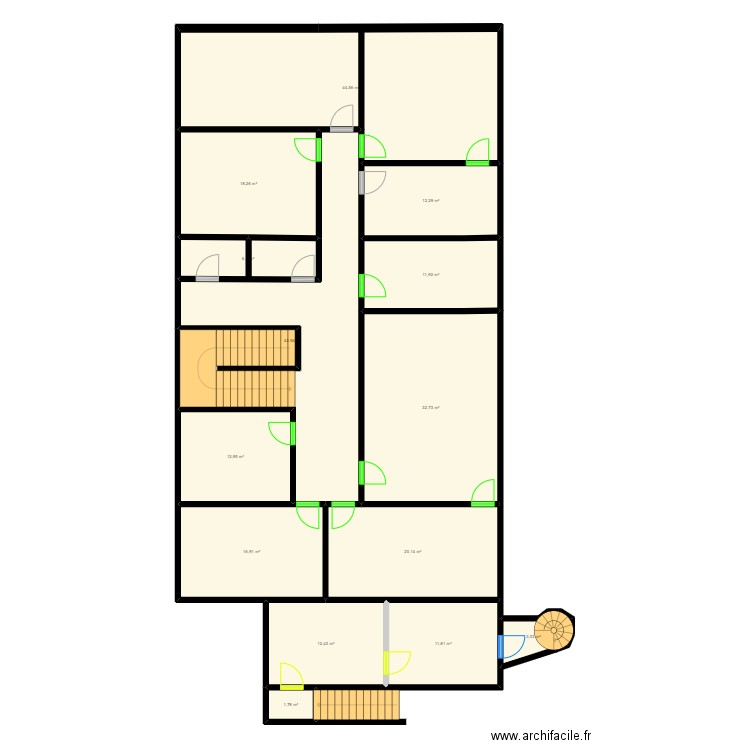 Plan-n1-accueil. Plan de 14 pièces et 248 m2