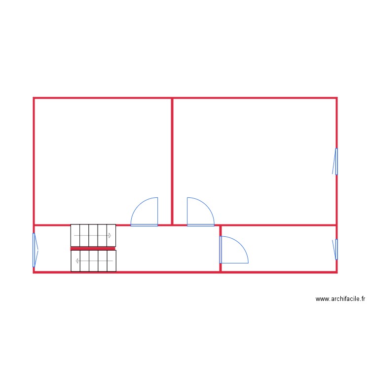 implantation étage 2. Plan de 4 pièces et 45 m2