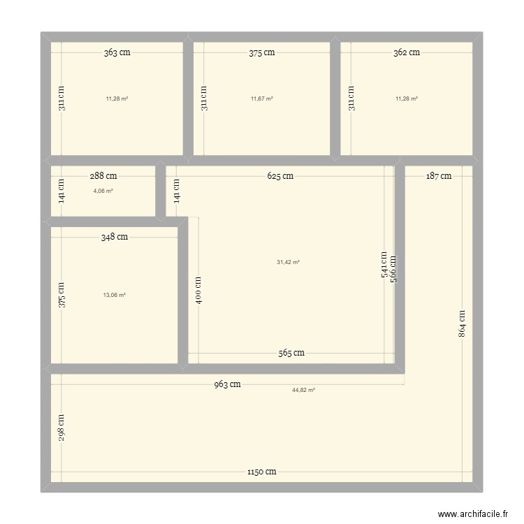 2024. Plan de 7 pièces et 128 m2