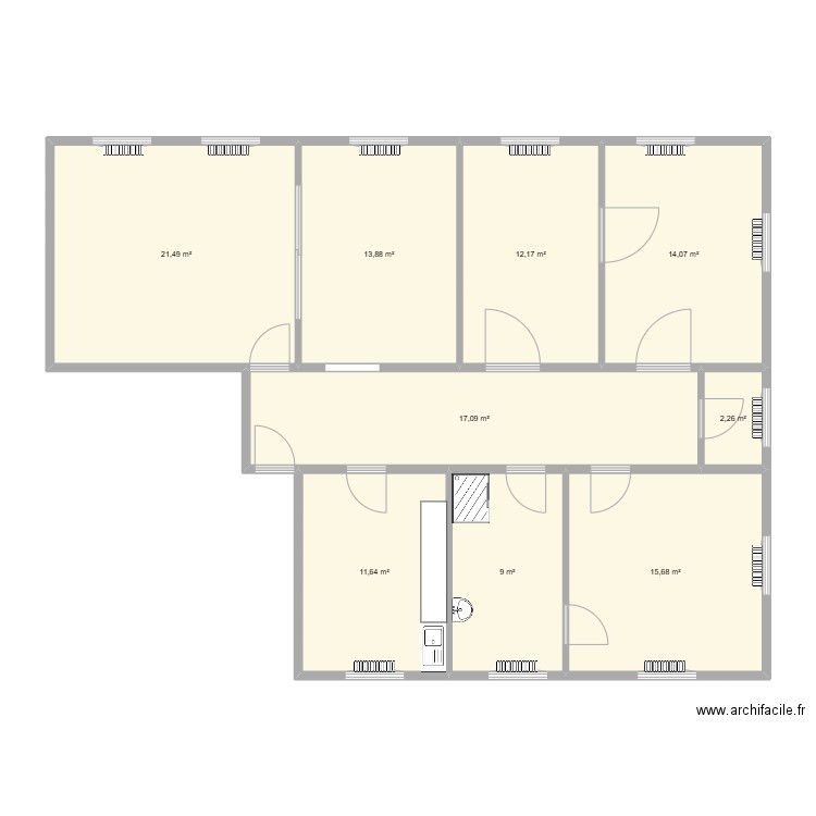 PLAN cours. Plan de 9 pièces et 117 m2