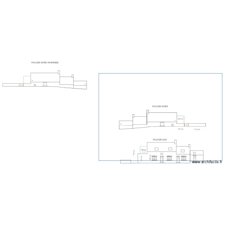 Plan vue facades et toitures après travaux. Plan de 0 pièce et 0 m2