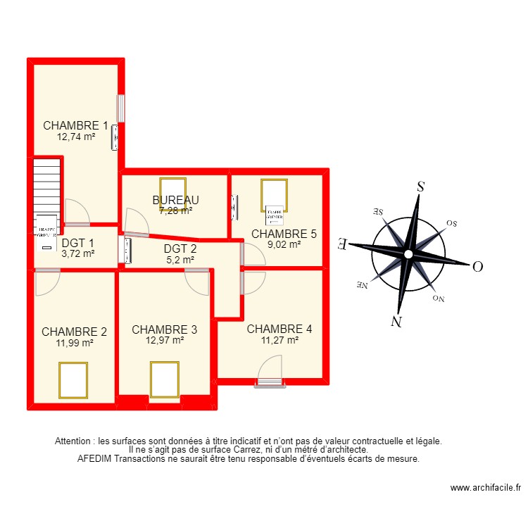 BI23079 -. Plan de 26 pièces et 198 m2