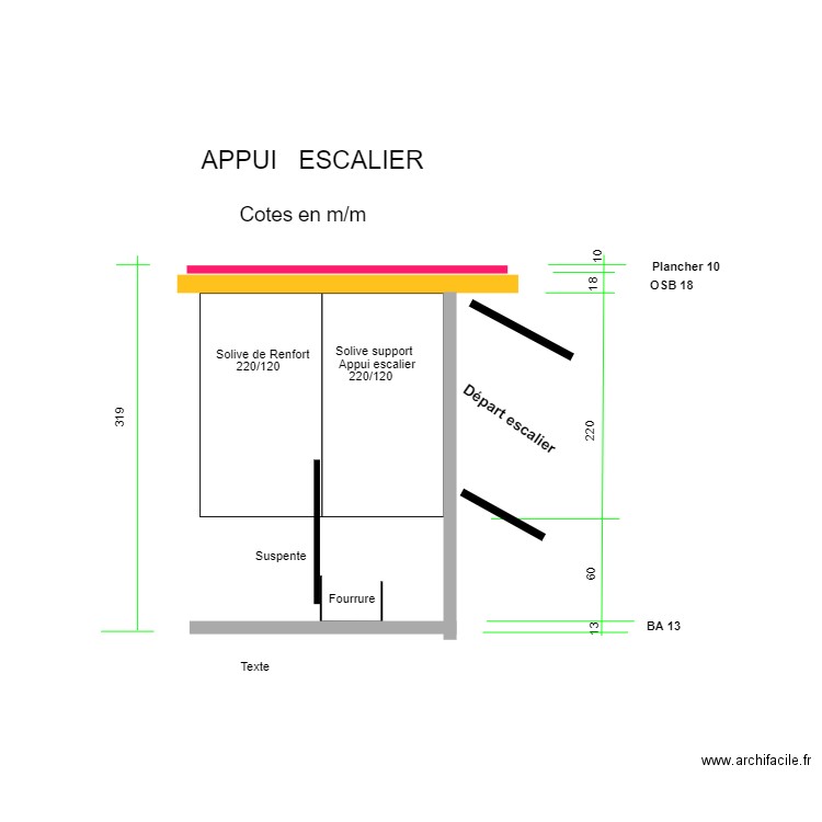 Appui escalier.. Plan de 0 pièce et 0 m2