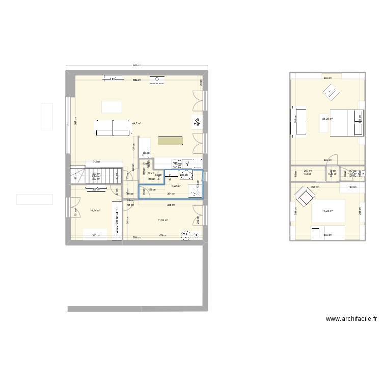 Maison avant extension. Plan de 11 pièces et 120 m2