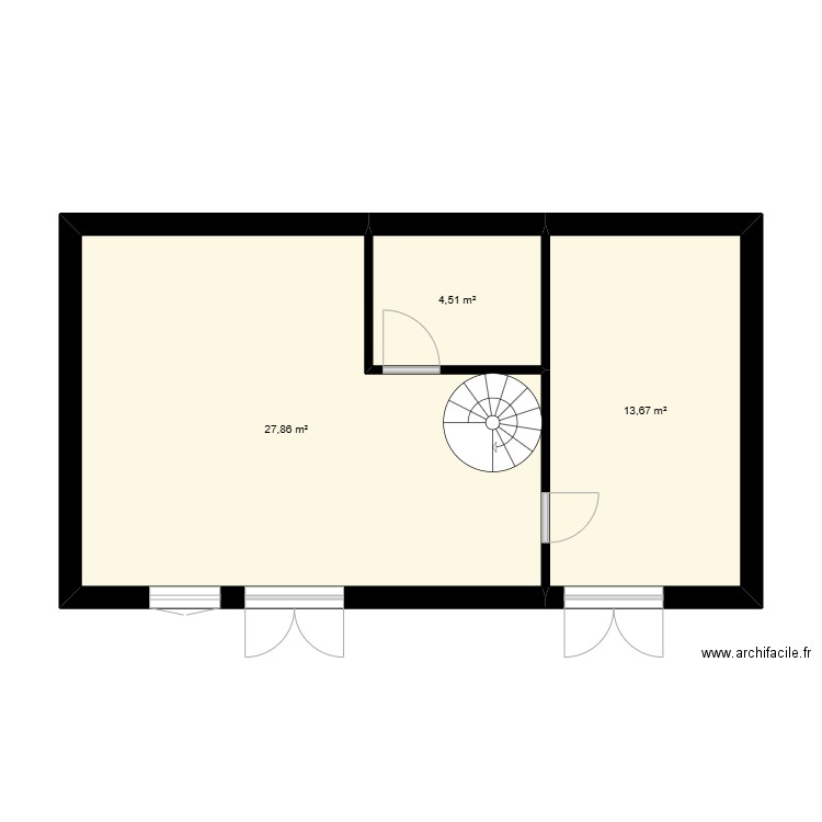 saint hipolyte rdc. Plan de 3 pièces et 46 m2