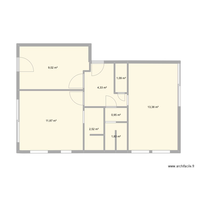 ET1,ET2. Plan de 8 pièces et 45 m2