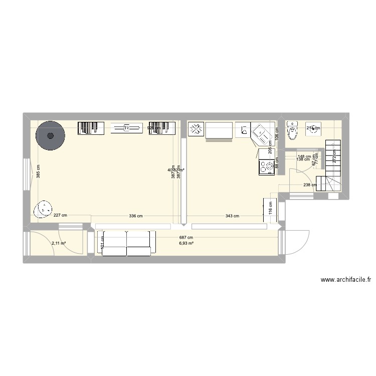 Projet VILLERS MATRICE V3. Plan de 3 pièces et 50 m2