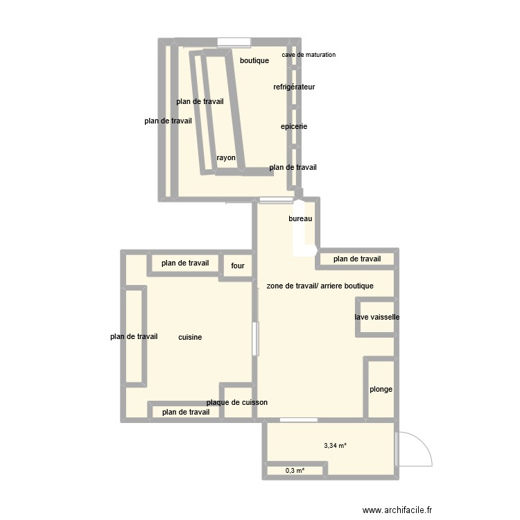 boucherie.1. Plan de 21 pièces et 40 m2