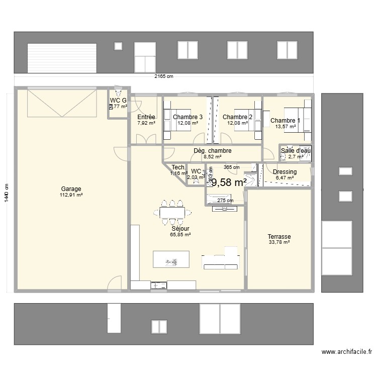 Plan Thomas. Plan de 14 pièces et 291 m2