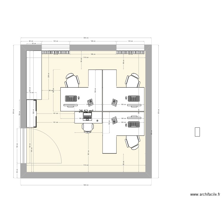 Bureau INFRA-CHHM. Plan de 1 pièce et 27 m2