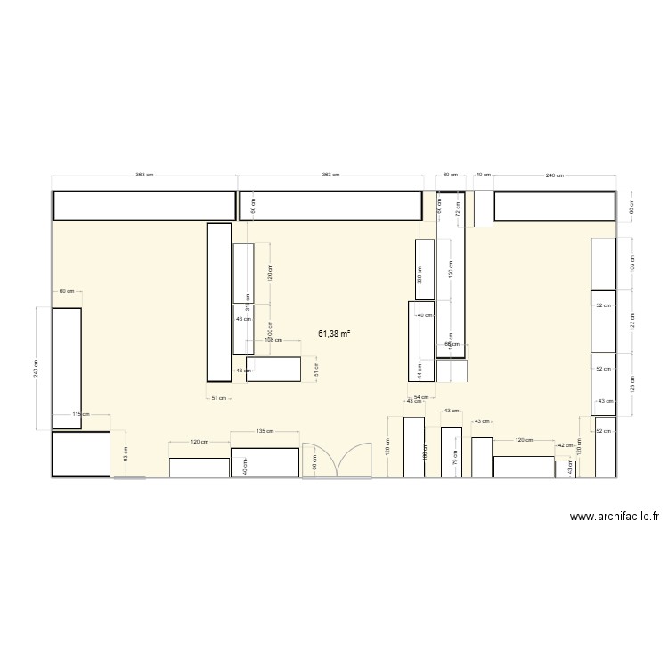 Projet Magasin 2. Plan de 1 pièce et 61 m2