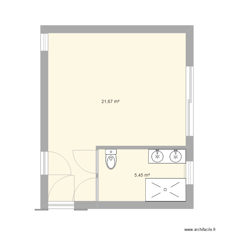 extension plouhinec1. Plan de 2 pièces et 27 m2