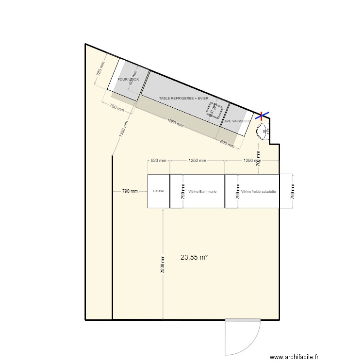 AREPEROS. Plan de 1 pièce et 24 m2