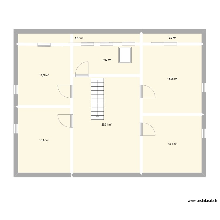 ETAGE. Plan de 8 pièces et 95 m2